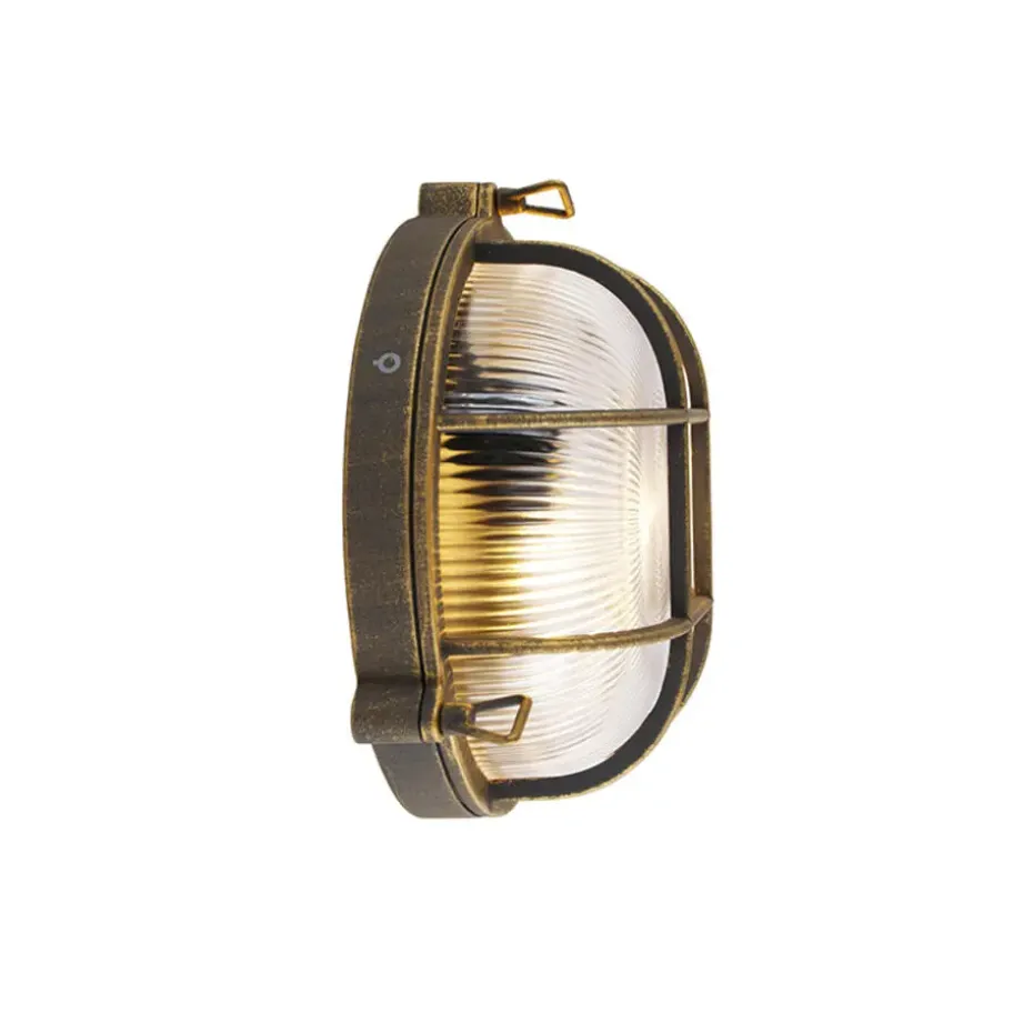 Qazqa wandlampen buiten nautica goudkleurig e27