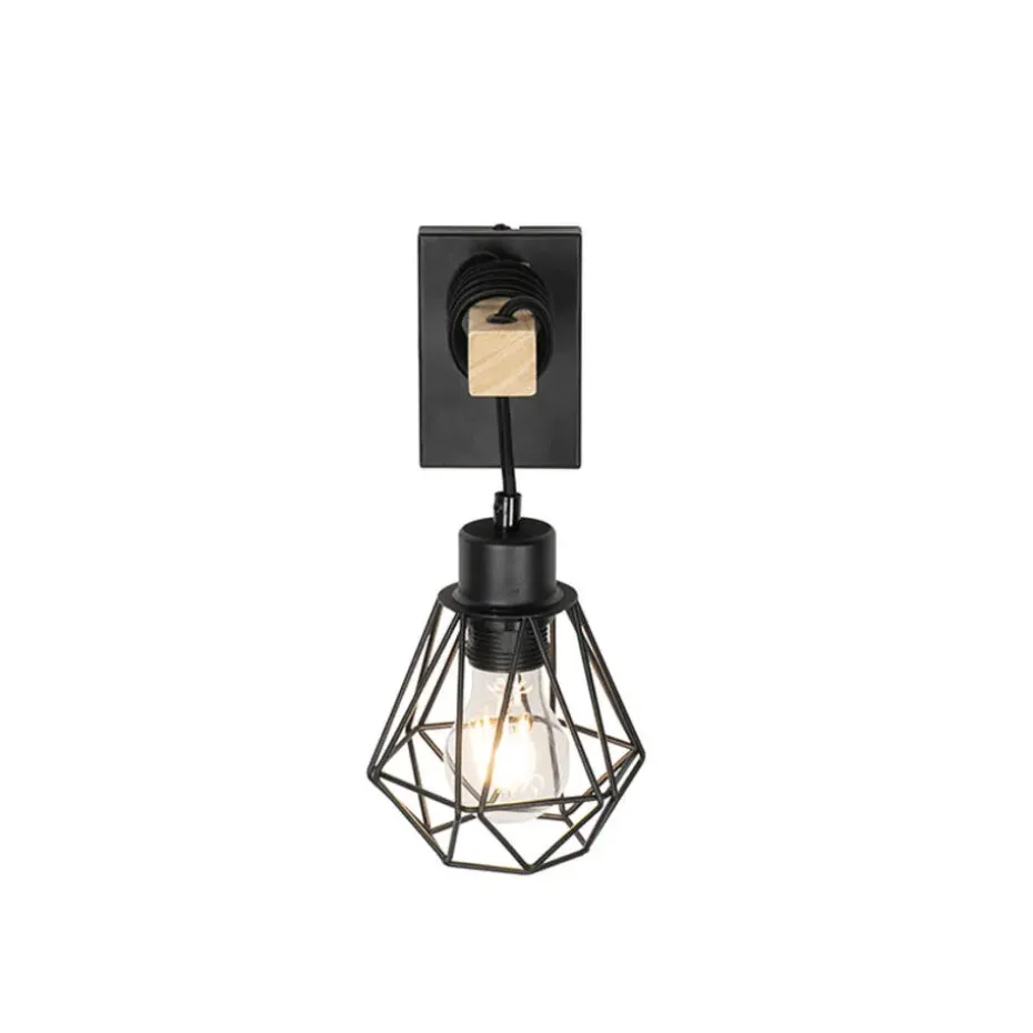 Qazqa wandlampen chon zwart e27