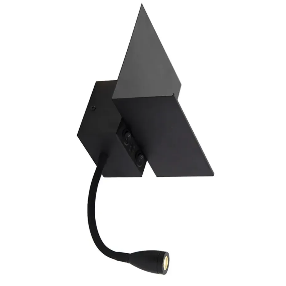 Qazqa wandlampen flero zwart g9