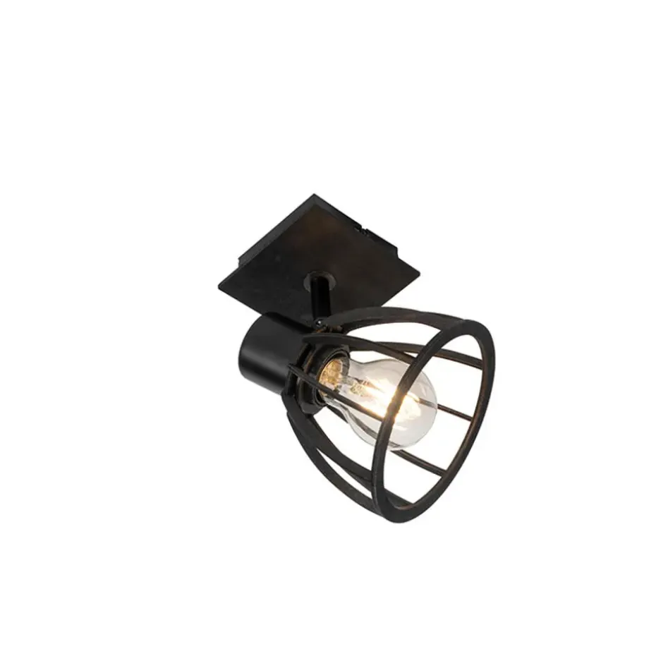 Qazqa wandlampen fotu zwart e27