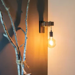Qazqa wandlampen gallow zwart e27