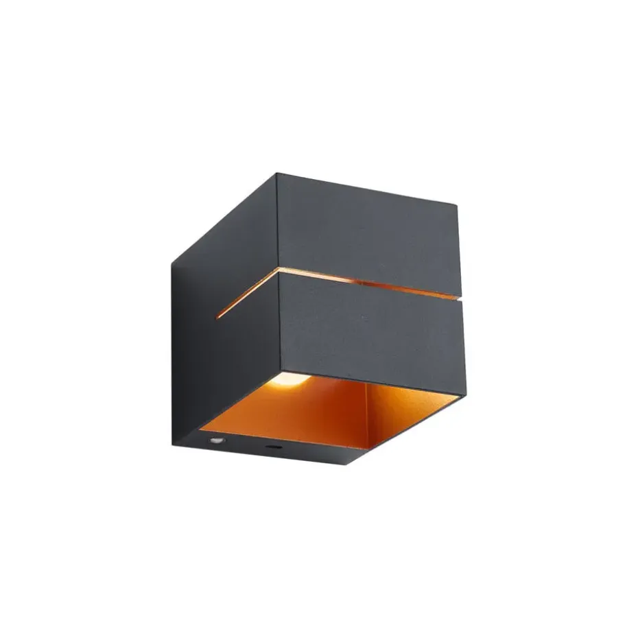 Qazqa wandlampen joris groove zwart geïntegreerde led