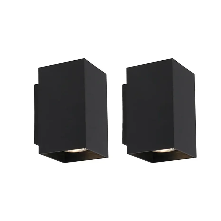 Qazqa wandlampen sandy zwart gu10