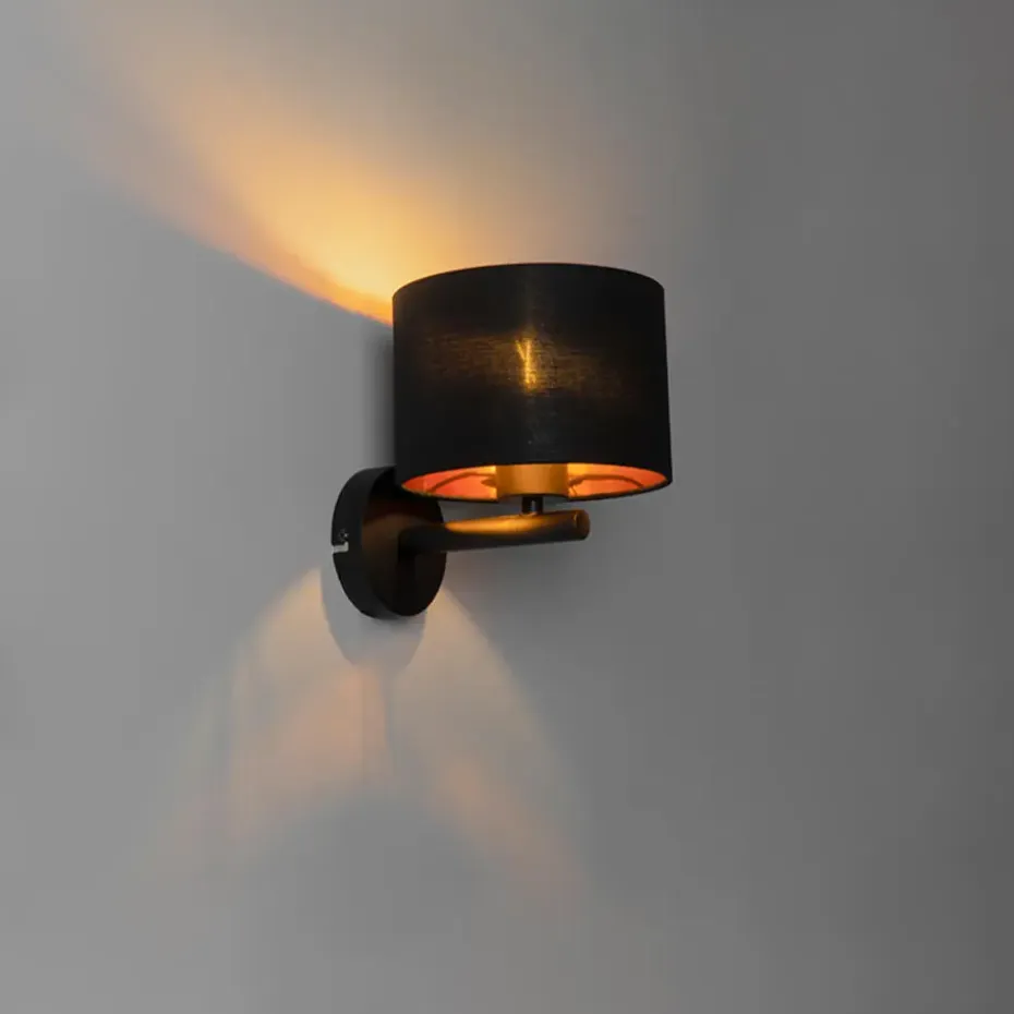Qazqa wandlampen vt zwart e27
