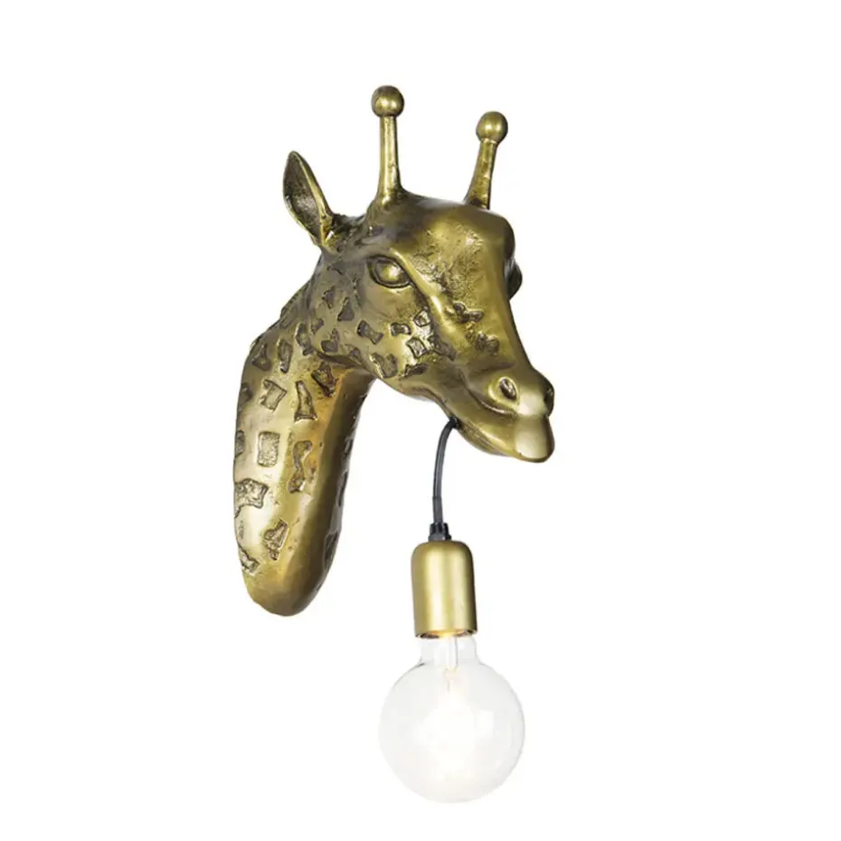 Qazqa wandlampen wl-animal goudkleurig e27