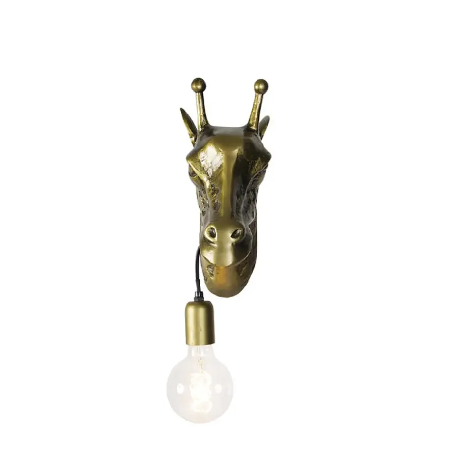 Qazqa wandlampen wl-animal goudkleurig e27