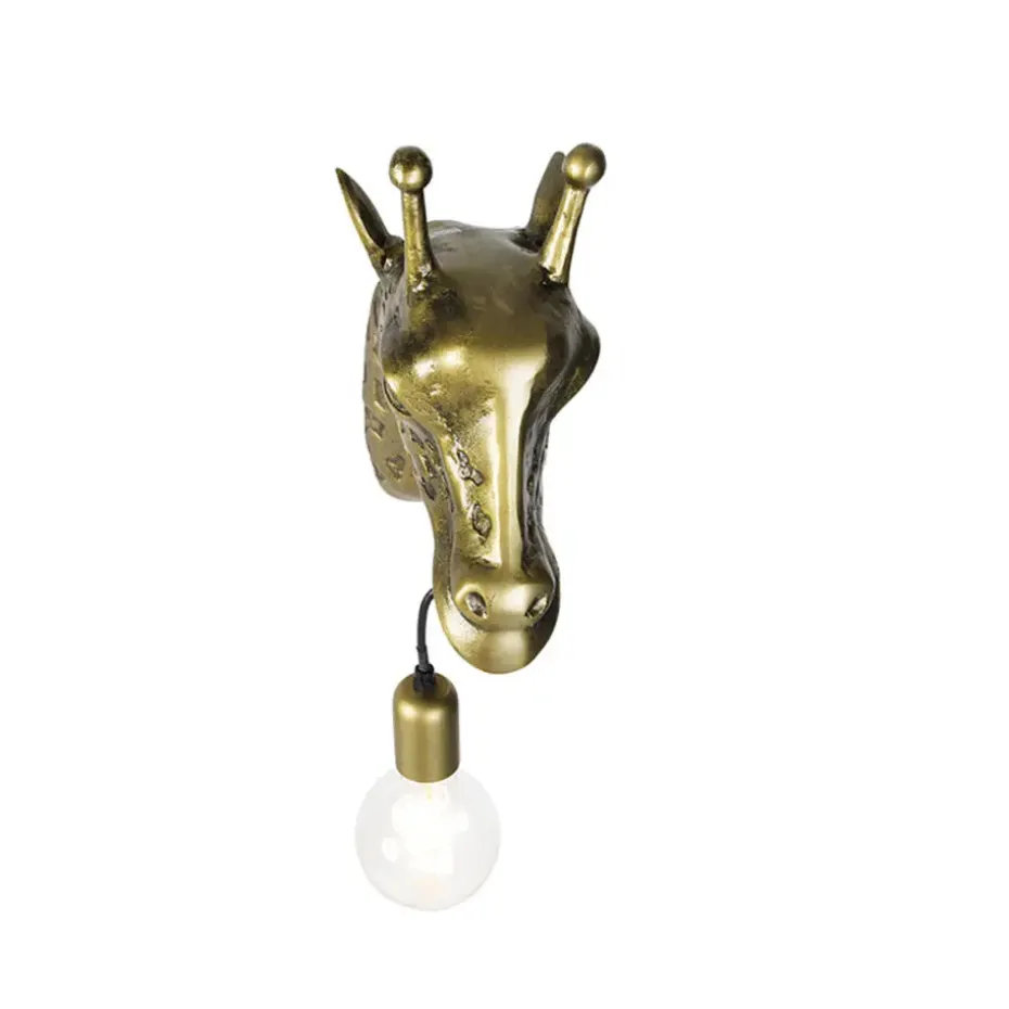 Qazqa wandlampen wl-animal goudkleurig e27