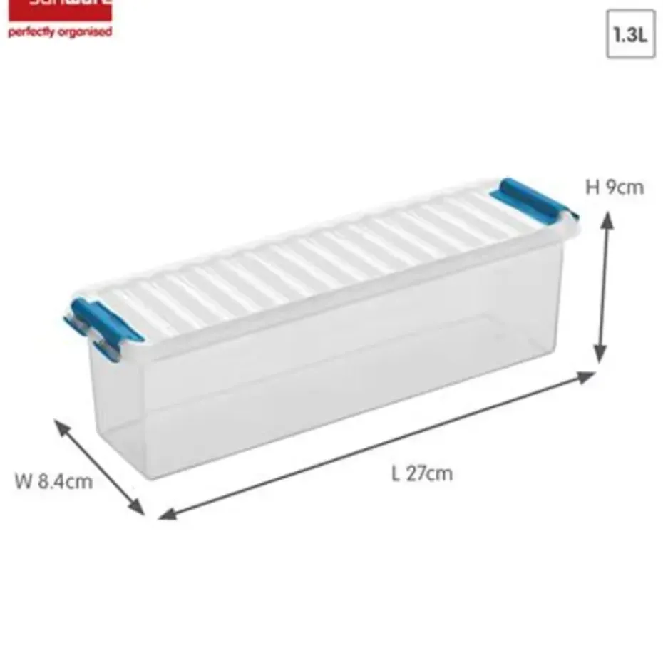 Q-line opbergbox 1,3L transparant blauw