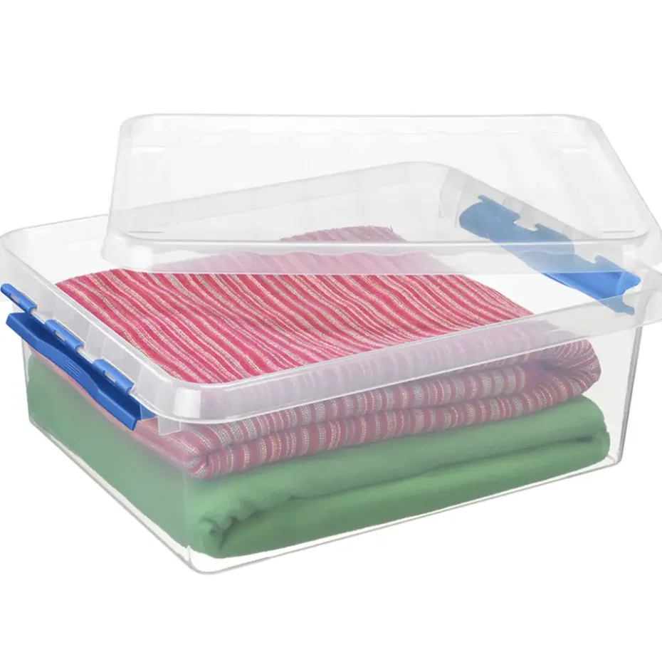 Q-line opbergbox 25L transparant blauw