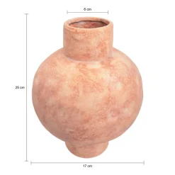 QUVIO Bloemenvaas - Keramiek - Bol - 25 cm - Oranje
