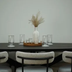 QUVIO Eettafel Sofia – Ovaal – 220x100 cm – Kruispoot – Zwart