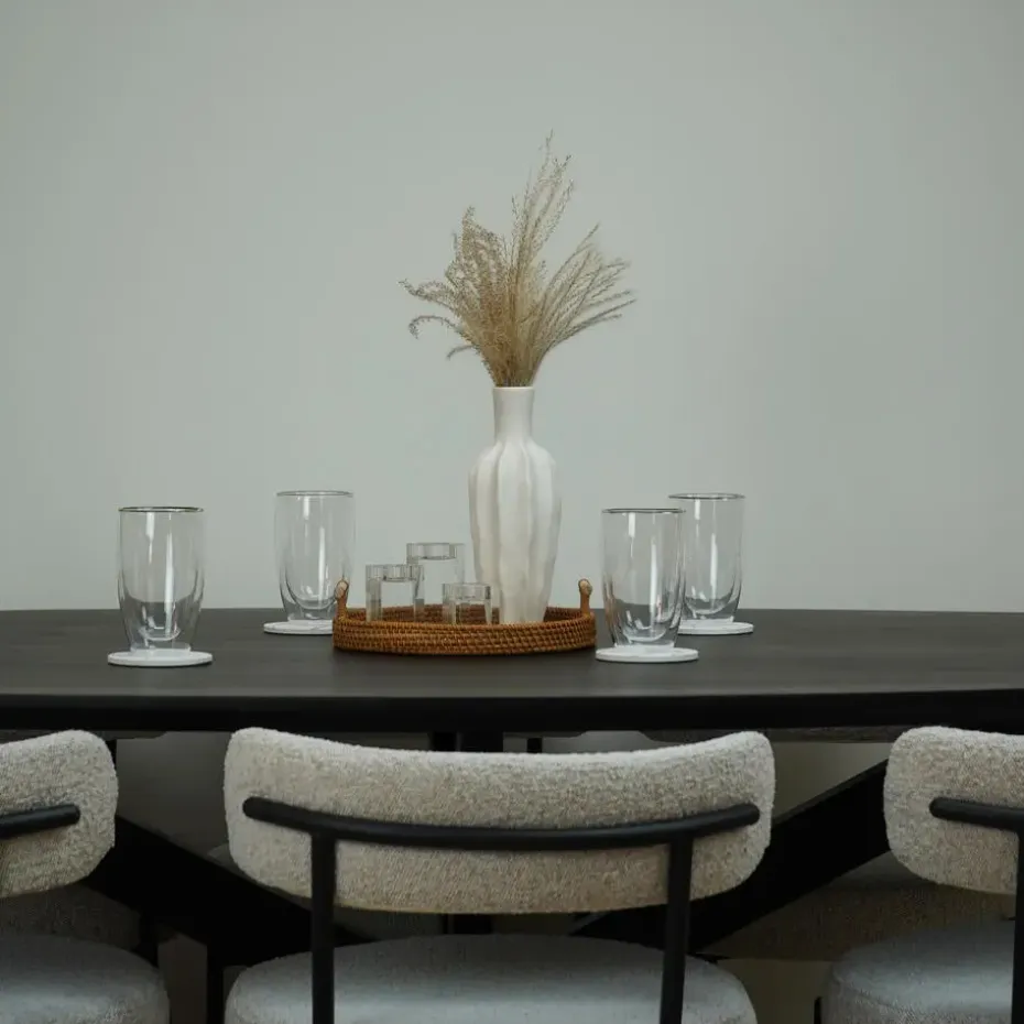 QUVIO Eettafel Sofia – Ovaal – 220x100 cm – Kruispoot – Zwart