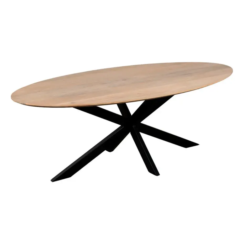 QUVIO Eettafel Sofia – Ovaal – 220x100 cm – Kruispoot - Naturel