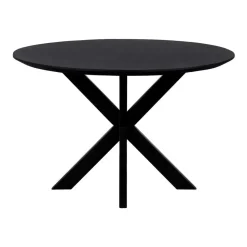 QUVIO Eettafel Sofia – Rond – Ø130 – Kruispoot – Zwart