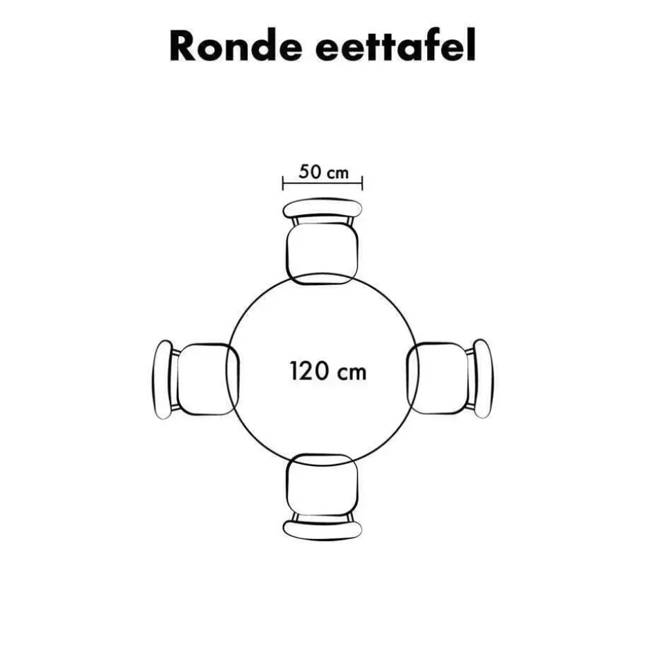 QUVIO Eettafel Sofia – Rond – Ø120 – Kruispoot – Mangohout – Zwart