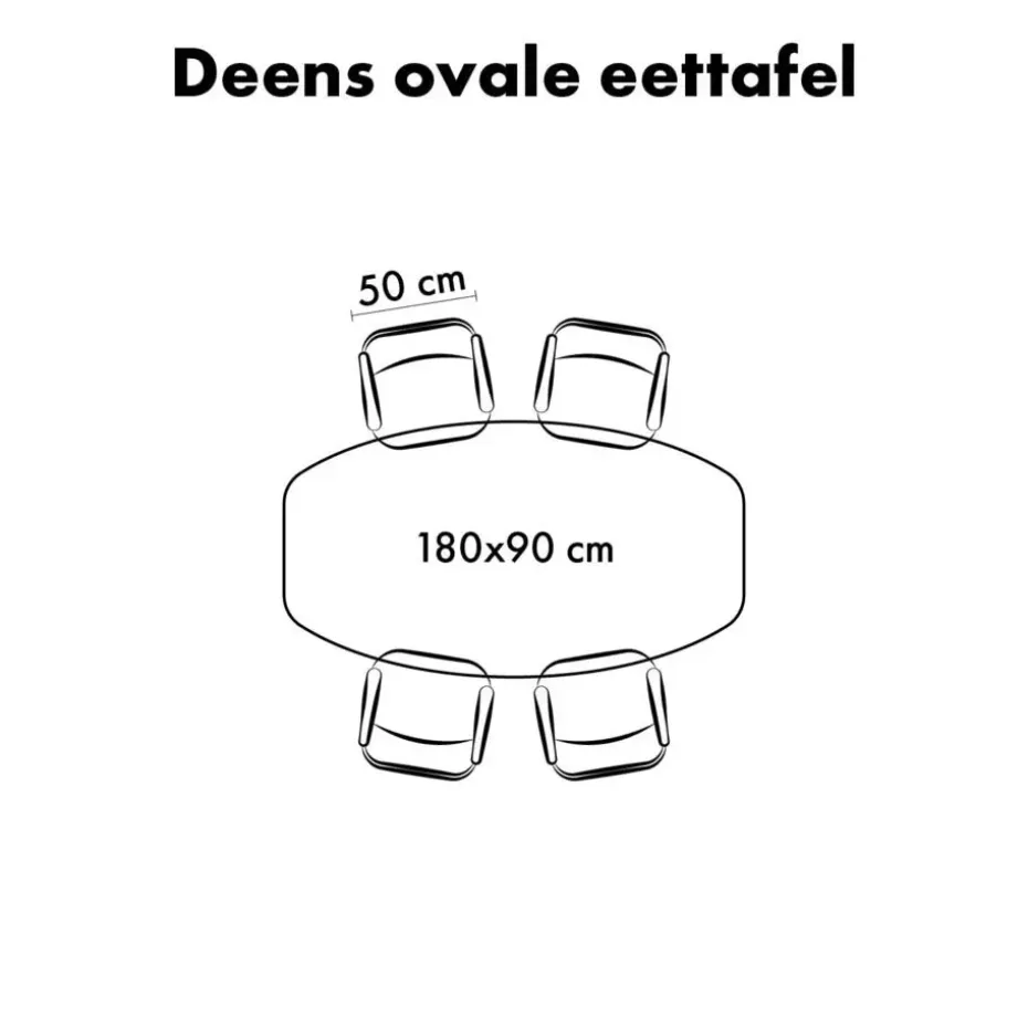 QUVIO Eettafel Sofia– Deens ovaal – 180x90 cm – Kruispoot – Naturel