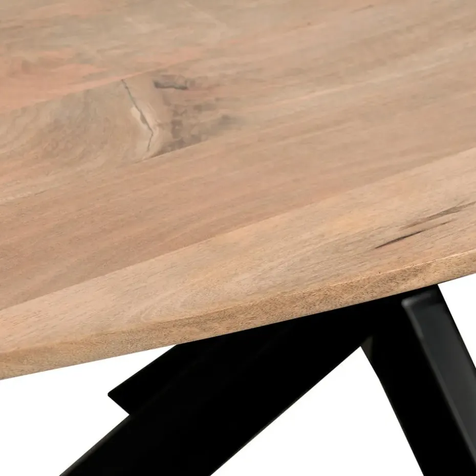 QUVIO Eettafel Sofia– Deens ovaal – 180x90 cm – Kruispoot – Naturel
