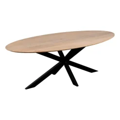 QUVIO Eettafel Sofia– Ovaal – 180x90 cm – Kruispoot – Naturel