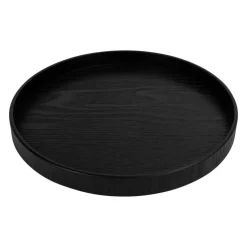 QUVIO Houten dienblad rond - Zwart - 27 cm