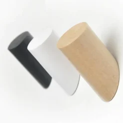 QUVIO Houten wand haakje - Wit - S - Set van 6
