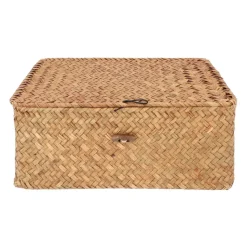 QUVIO Opbergmand - 29 x 19 x 12 cm - Rotan - Bruin