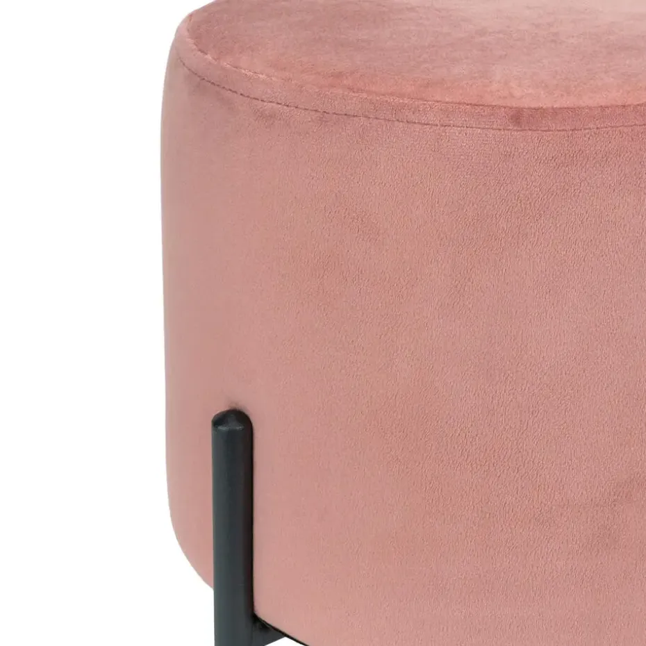 QUVIO Poef met vier metalen poten - Velvet - Vintage roze
