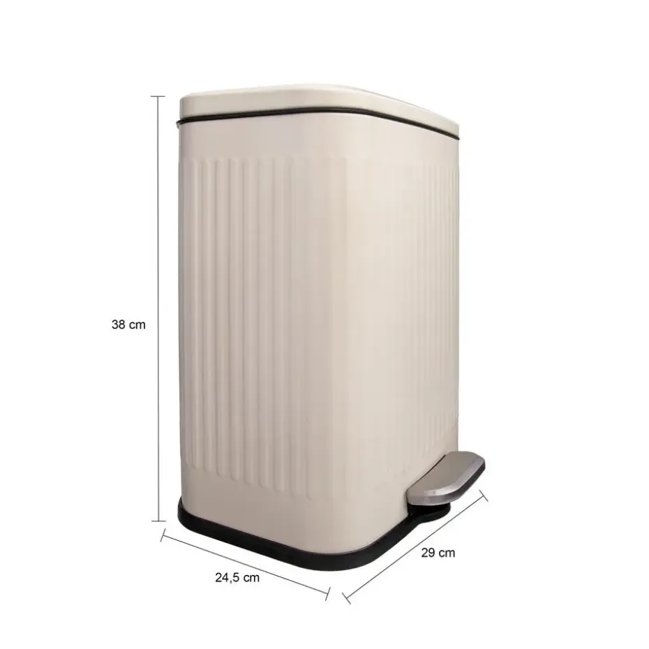 QUVIO Prullenbak 13 L - Rechthoekig afgerond - Metaal - Beige