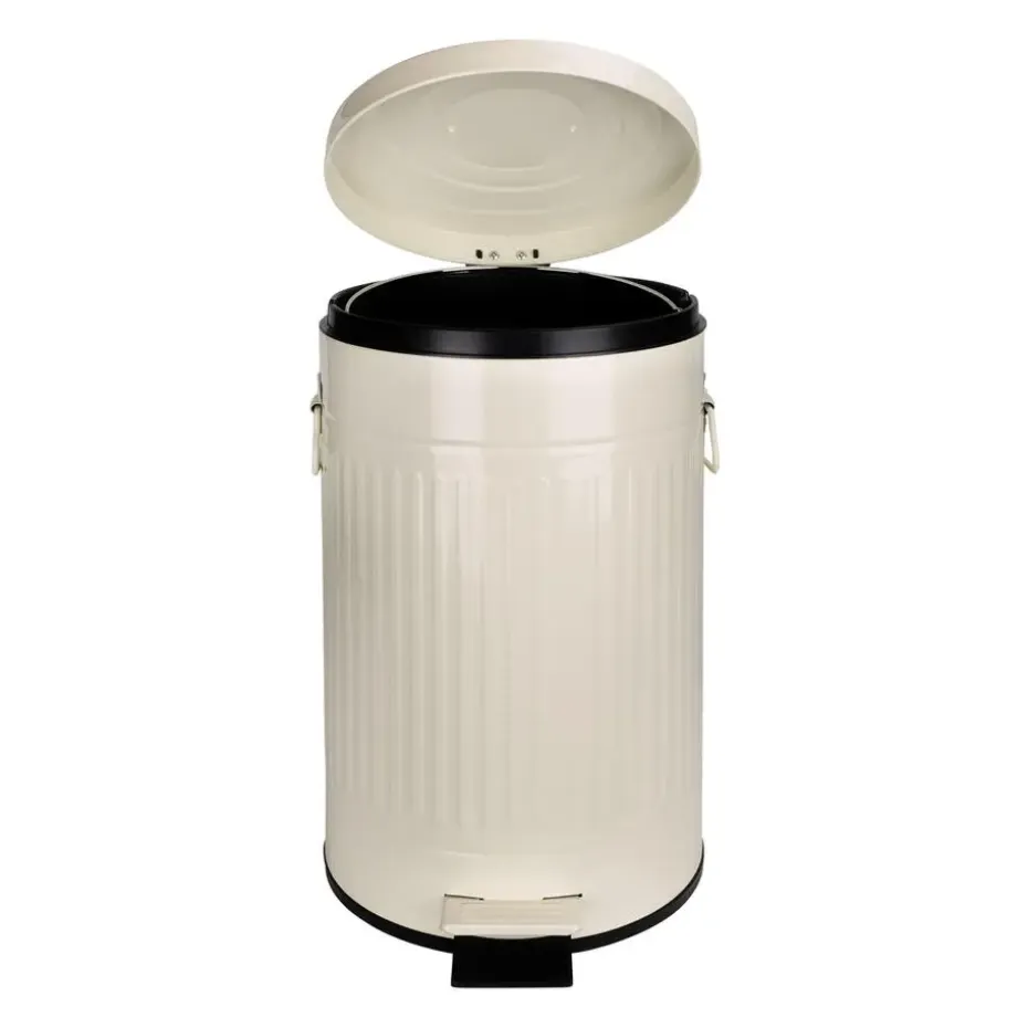 QUVIO Prullenbak retro - 12 L - Metaal - Beige
