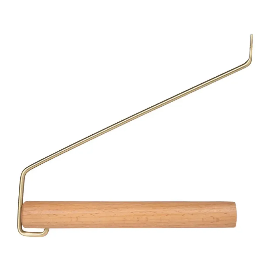 QUVIO Wandhaak met hout en metaal - Goud + lichthout