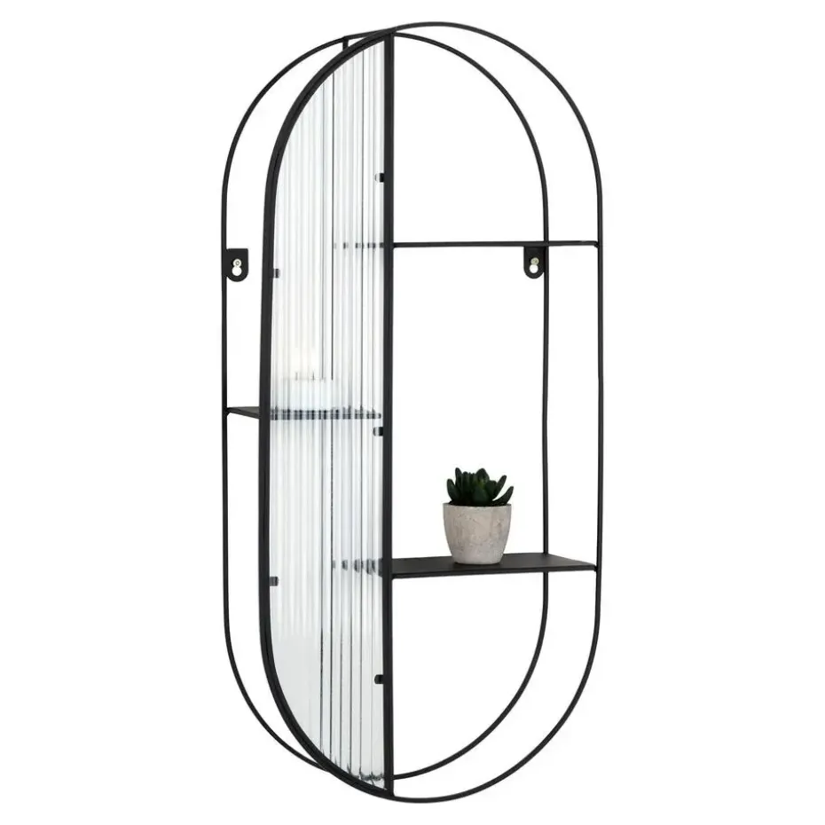 QUVIO Wandrek Mila - 3 Planken - Staal - Glas - Zwart