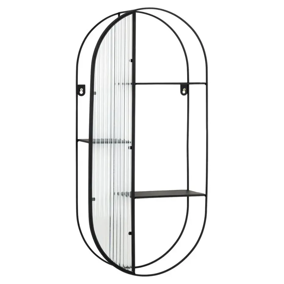 QUVIO Wandrek Mila - 3 Planken - Staal - Glas - Zwart