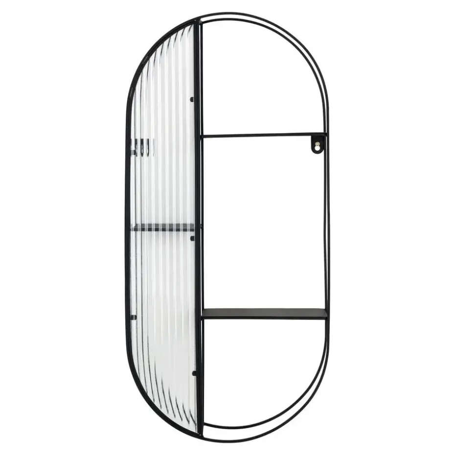 QUVIO Wandrek Mila - 3 Planken - Staal - Glas - Zwart