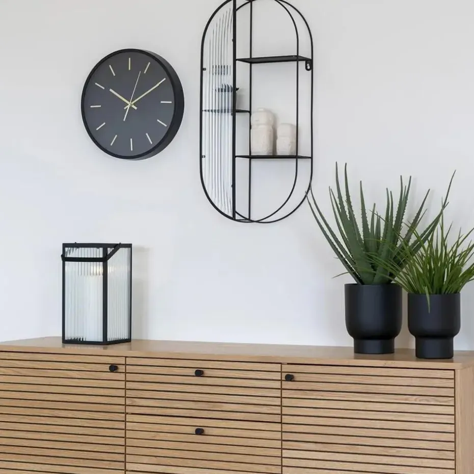 QUVIO Wandrek Mila - 3 Planken - Staal - Glas - Zwart