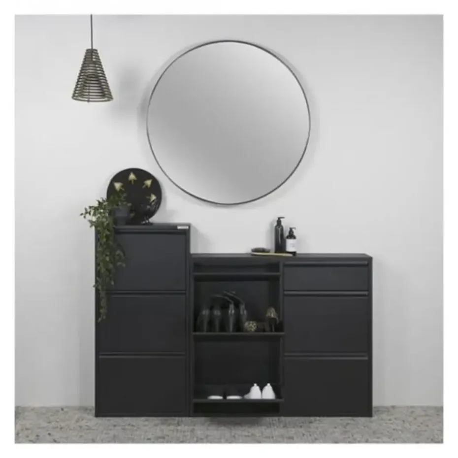 Redin Design Pippen industrieel schoenenkast 6 lade zwart - 15x98x86 cm