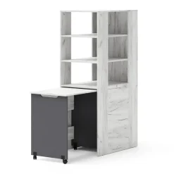 Rek met bureau Samoa-Fuji 165cm craft wit / grafiet