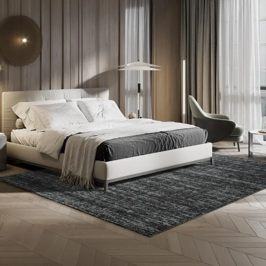 Relax Oslo - Laagpolig Effen Vloerkleed - Zwart - 200x290 CM