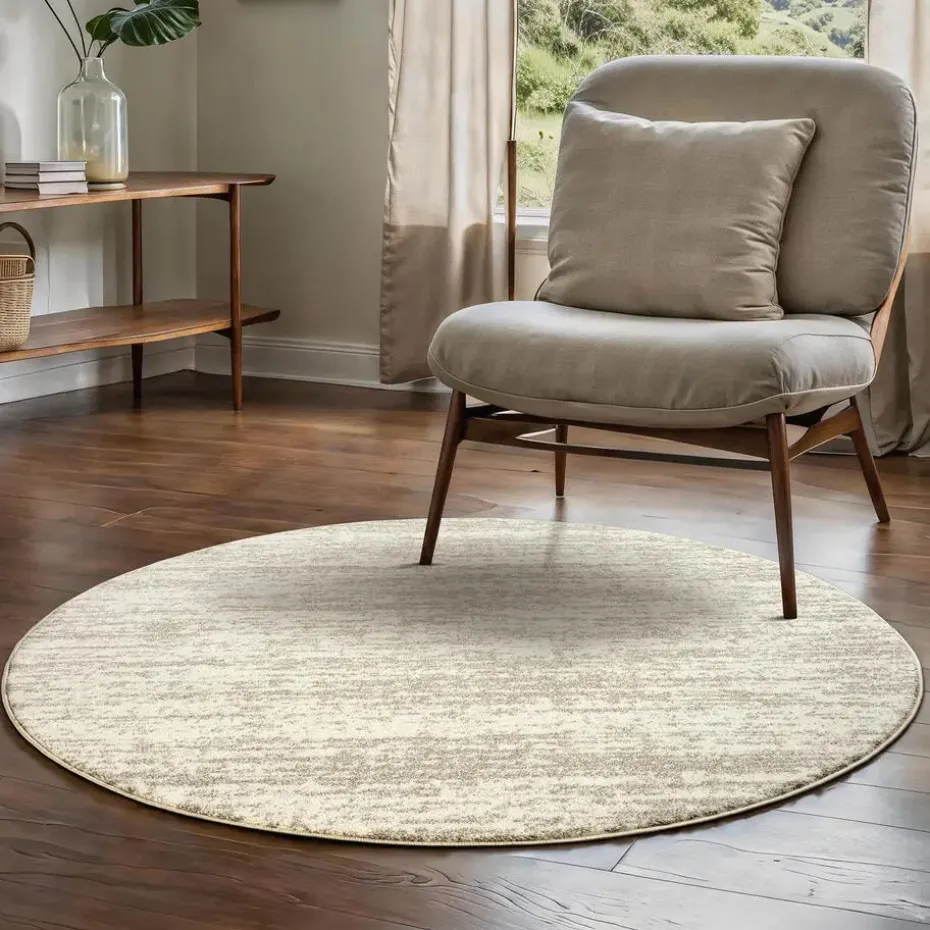 Relax Oslo - Laagpolig Effen Vloerkleed - Creme - 200 CM ROND