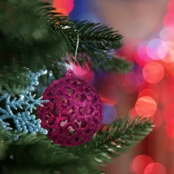 Relaxdays kerstballen - 50x - roze - 3, 4 en 6 cm -kunststof