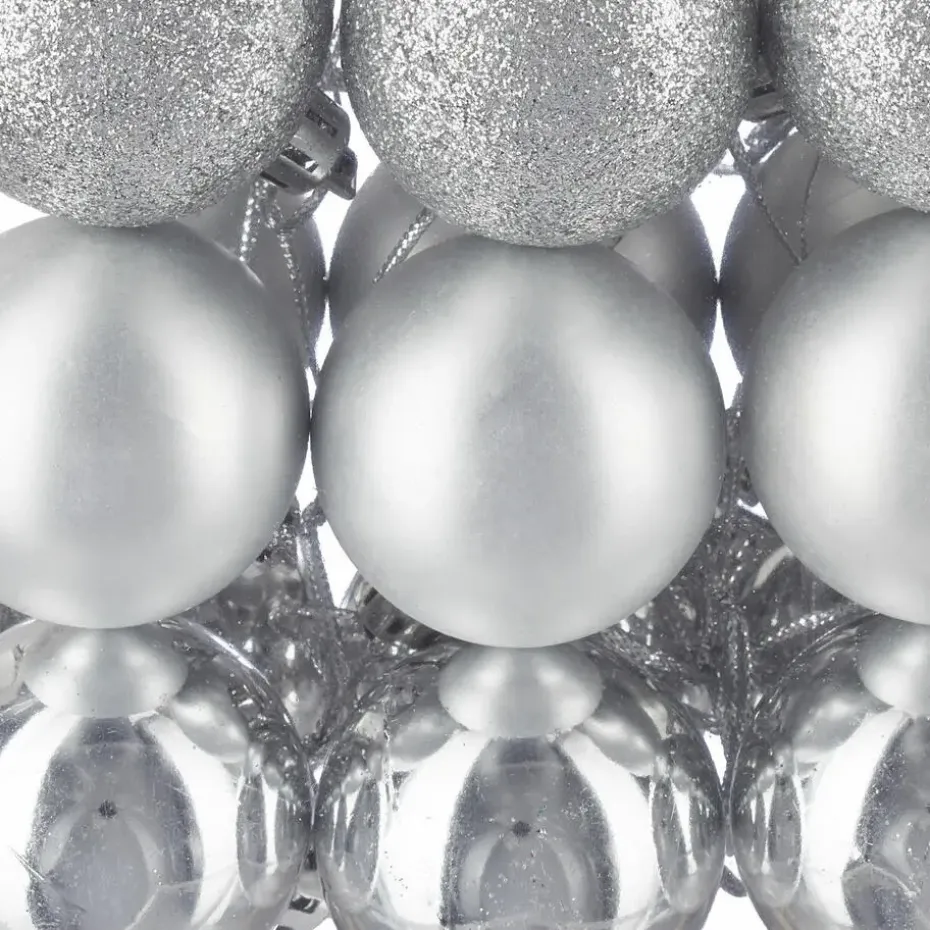 Relaxdays kerstballen - 50x st - zilver - 3, 4 en 6 cm -kunststof