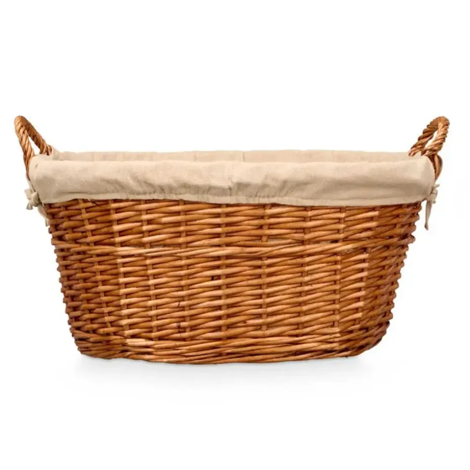 Rieten opberg mand - gevlochten riet - bruin - 60 x 48 x 35 cm