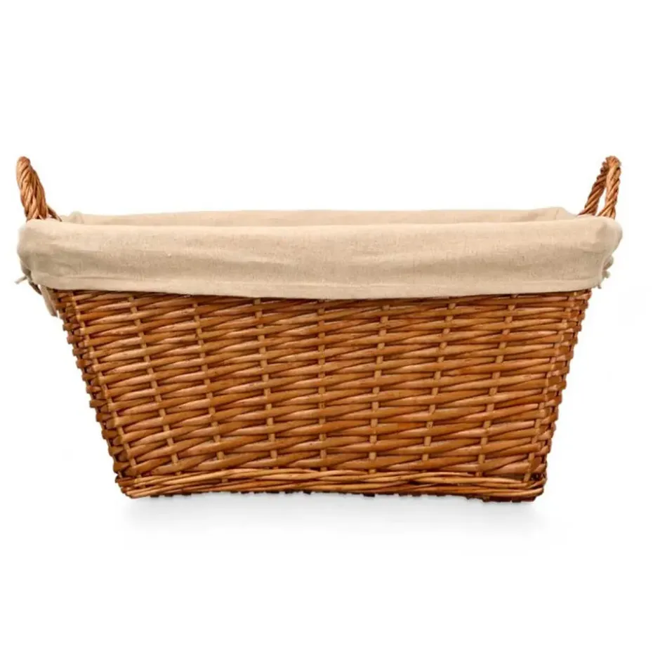 Rieten opberg mand - gevlochten riet - bruin - 65 x 43 x 35 cm
