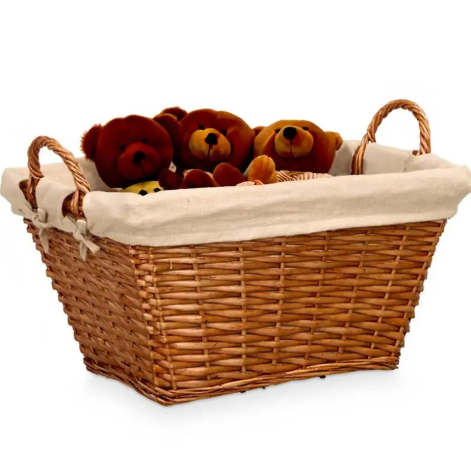 Rieten opberg mand - gevlochten riet - bruin - 52 x 35 x 30 cm