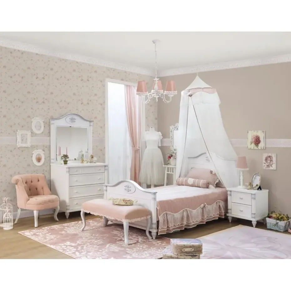 Romantic twijfelaar meisjes bed 200 x 120 cm