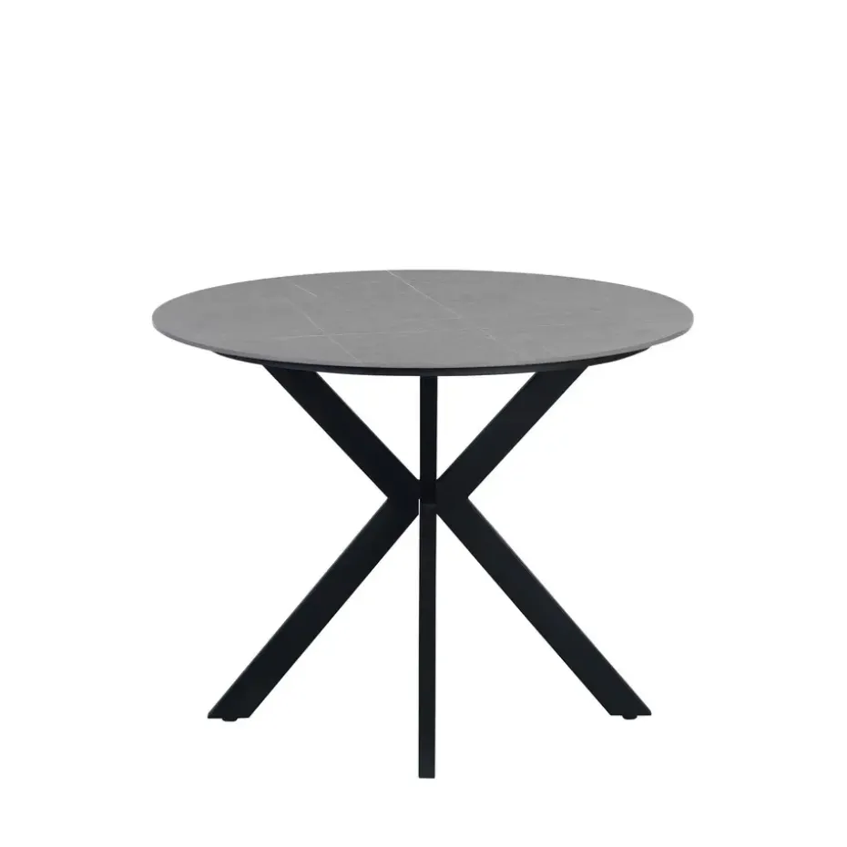 Ronde eettafel Yuna Ø150 cm marmerlook grijs - Stoneware - Grijs