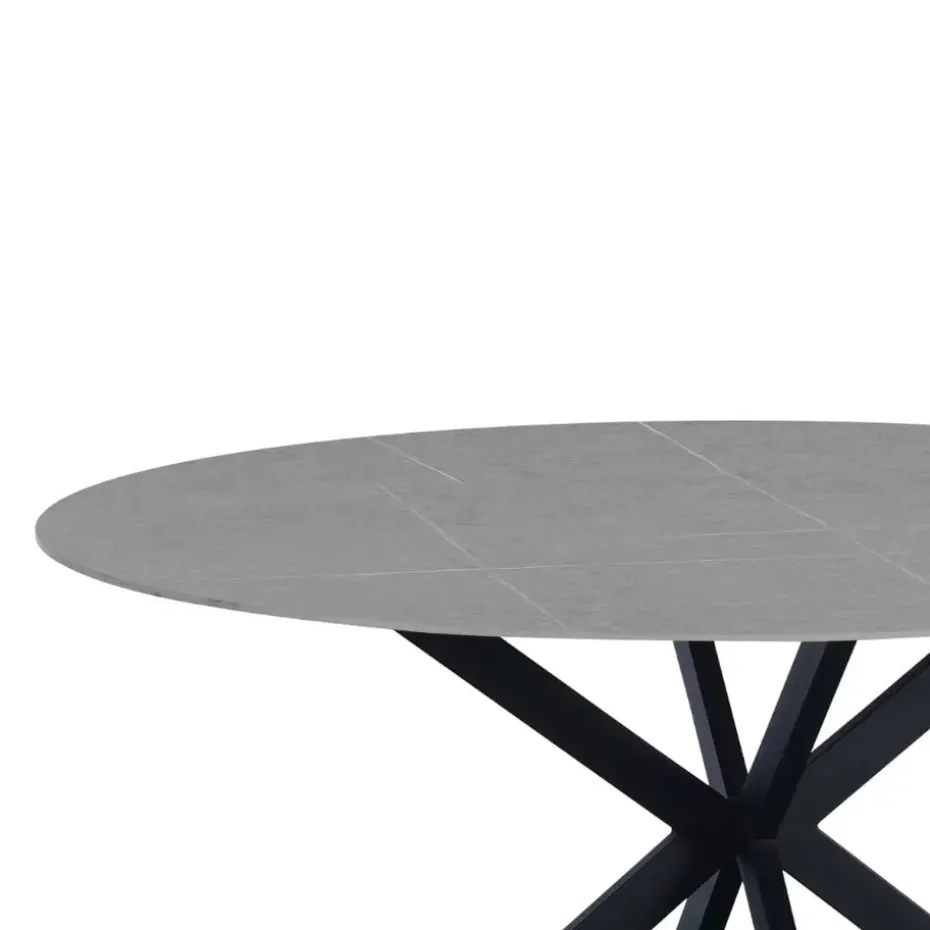 Ronde eettafel Yuna Ø150 cm marmerlook grijs - Stoneware - Grijs