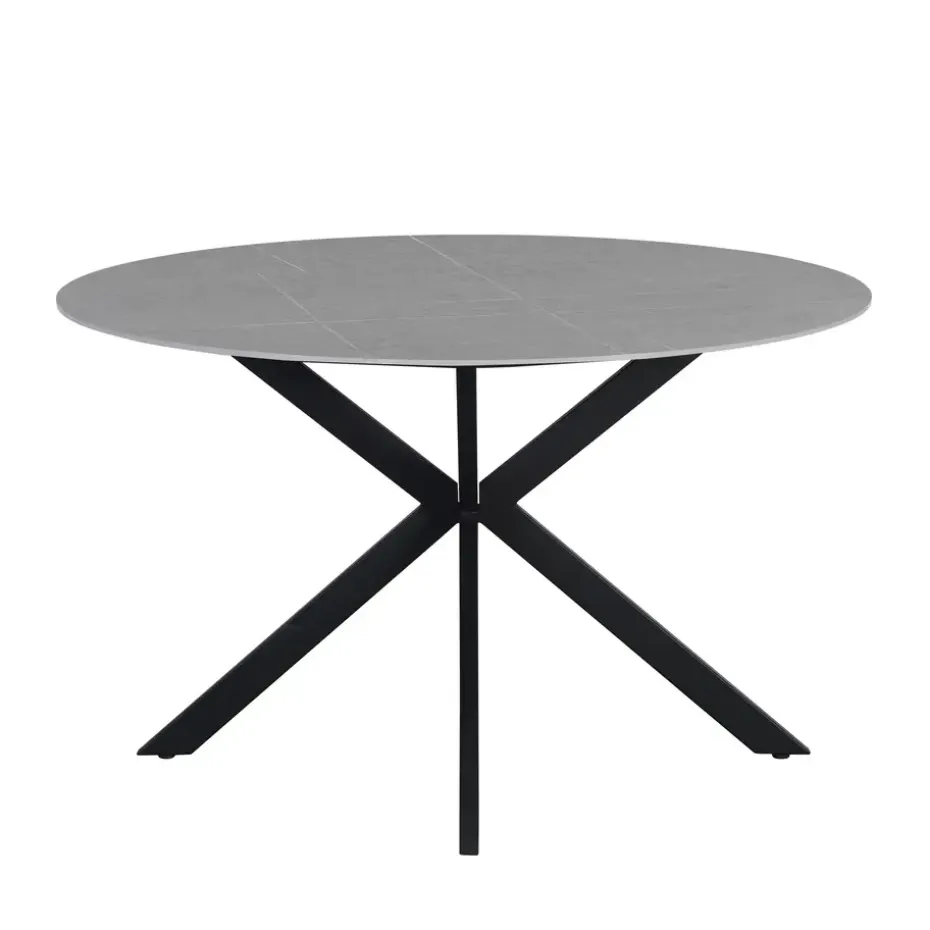 Ronde eettafel Yuna Ø130 cm marmerlook grijs - Stoneware - Grijs
