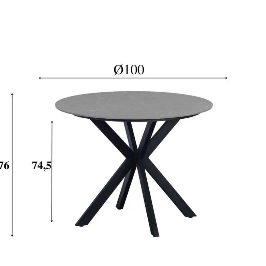 Ronde eettafel Yuna Ø130 cm marmerlook grijs - Stoneware - Grijs