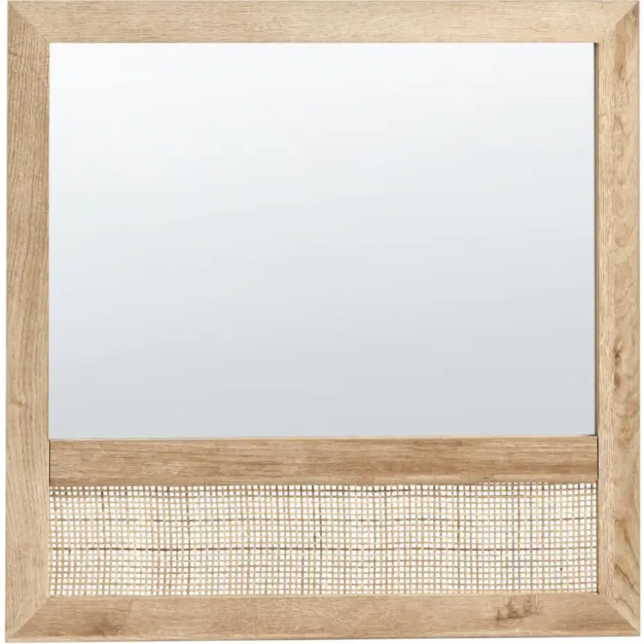 ROSELL - Wandspiegel - Lichthout - 60 x 60 cm - Vezelplaat