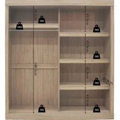 Rousseau Schuifdeurkast Mike - 182,5 x 52,5 cm x 197,5 cm - Sonoma-afwerking