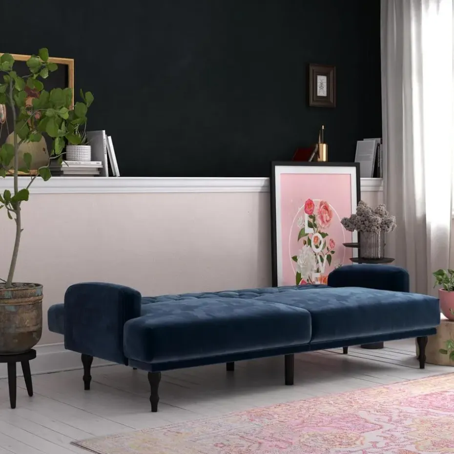 Ruby - 3-zits slaapbank in blauw fluweel